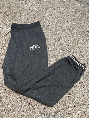 Nike Dark Gray Athletic Joggers with White Drawstring